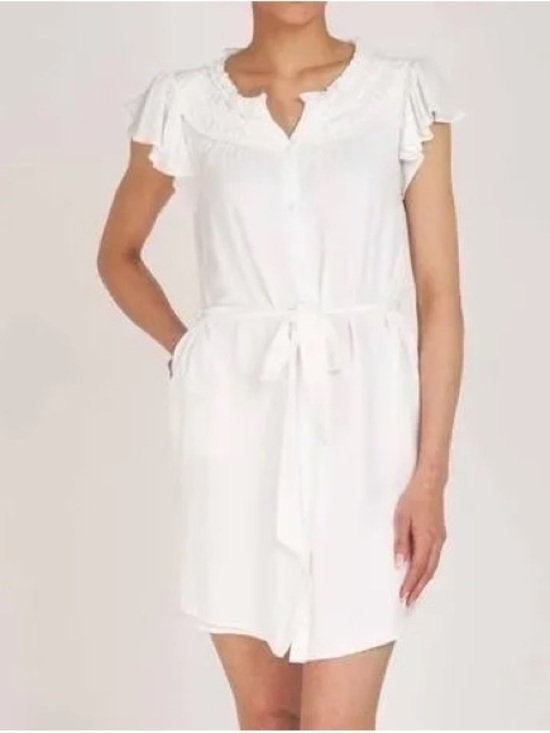Chelsea & Theodore Dresses & Skirts - Chelsea & Theodore White Flutter Sleeve Mini Dress Cotton Size XS NEW $88